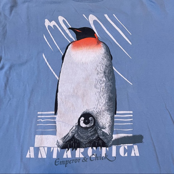 VTG 90s Antarctica Emperor & Chick Antarctic Shop Christchurch Penguin Tshirt - Picture 3 of 6